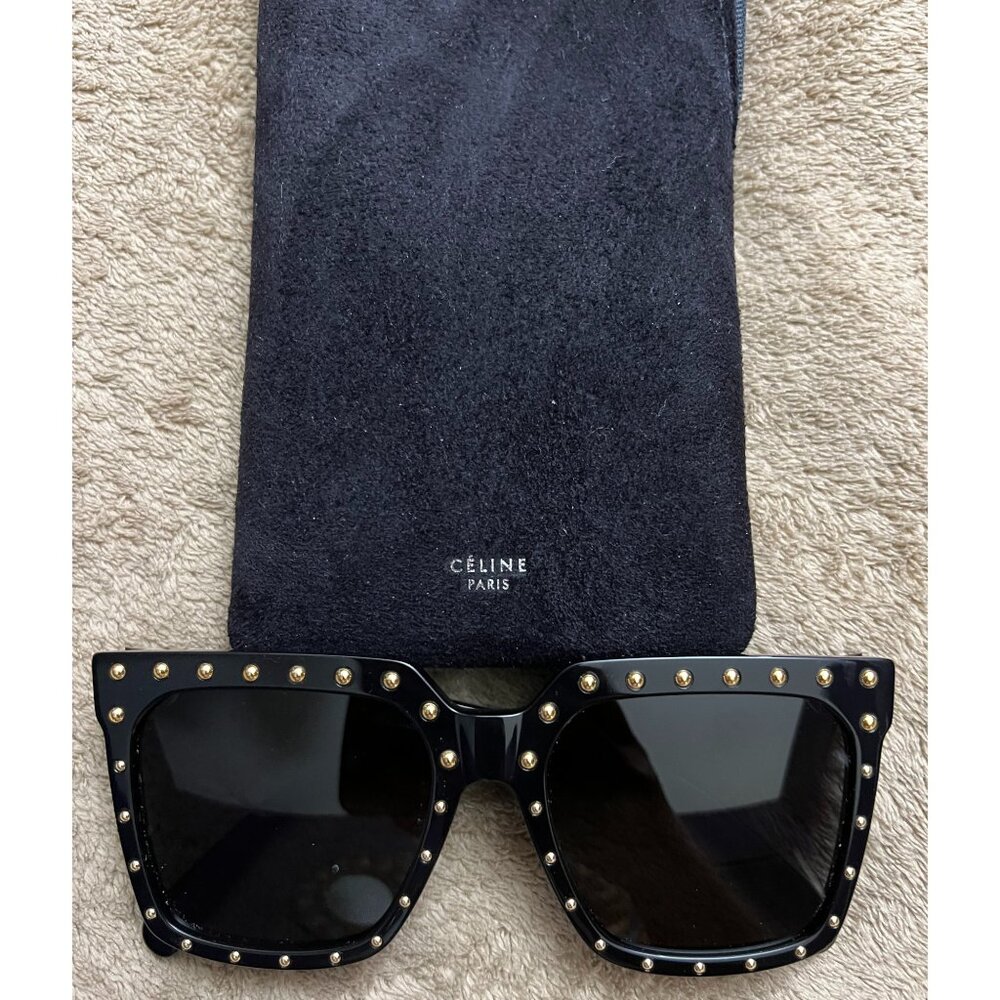 SOLD - New Celine CL4055IS Studded Square Sunglasses Black Authentic - MSRP $555